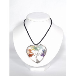 Pendentif Coeur Arbre de Vie 7 Chakras