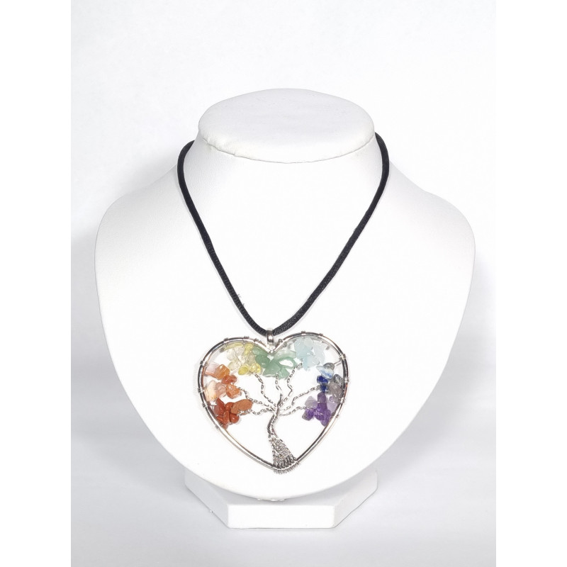 Pendentif Coeur Arbre de Vie 7 Chakras Pendentif Coeur Arbre de Vie 7 Chakras