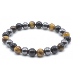 Bracelet  Protections Œil de tigre , Hématite , Obsidienne Noire