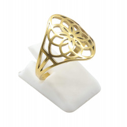 Bague Inox plaquée Or Lotus